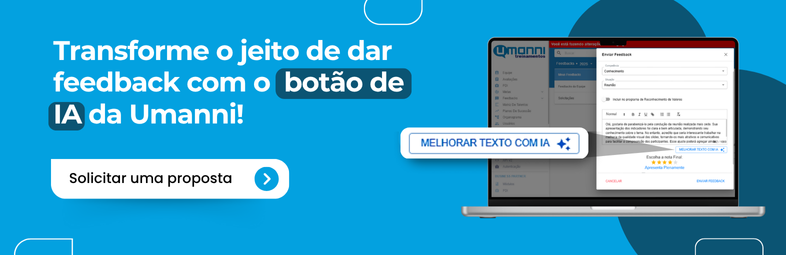 Transforme o jeito de dar feedback com o botão de IA da Umanni!